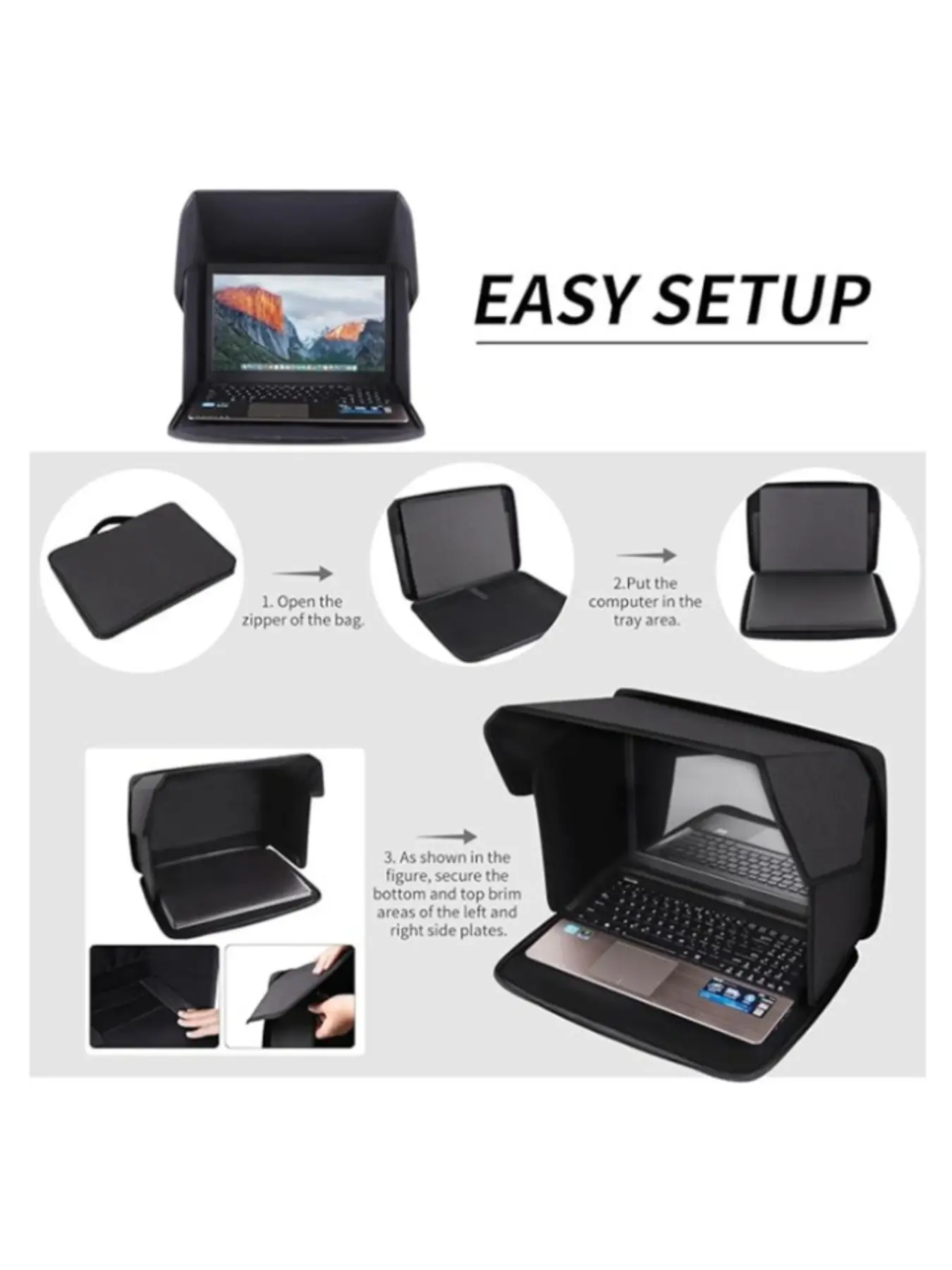 Laptop Sunshade Cover Outdoor Anti-Glare Screen Protector, Foldable Storage Integrated Protection, Fits 14-16 Inch Laptops