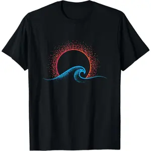 Boho Minimalist Sun Ocean Wave Art Summer Themed Gift Unisex T-Shirt