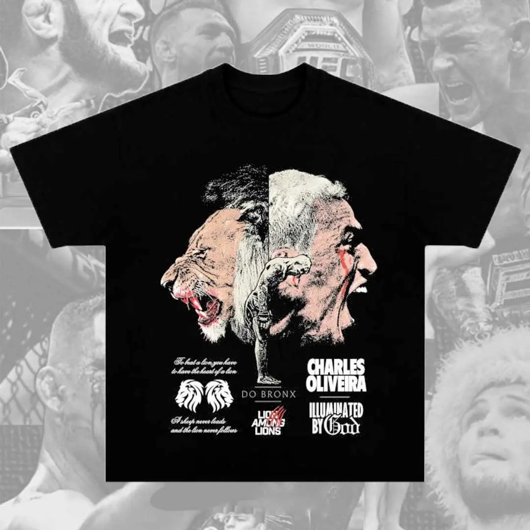 Charles Oliveira Remix Do Bronx To Beat A Lion You Have To Have The Heart Of A Lion Charles Oliveira Shirt, Premium UFC Graphic Tee, Fighter Graphic T-Shirt, Retro Soft Cotton MMA Shirt, Perfect Gift for UFC & Sports Fans