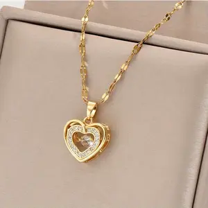 [Daily Wear Golden Heart Necklace] Golden Heart Necklace, For Daily, Holidays, Parties, For Men And Women
