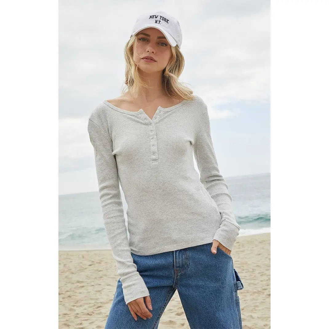 John Galt Women's Silver Athern Thermal Long Sleeve Top
