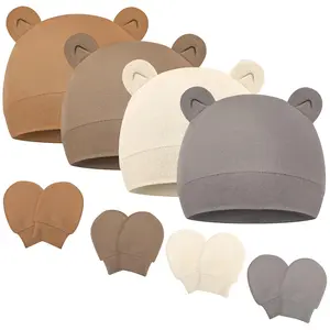 Baby Four Seasons Cap, Newborn Warm Cap, Anti-scratch Gloves, suitable for 0-3 year old babies