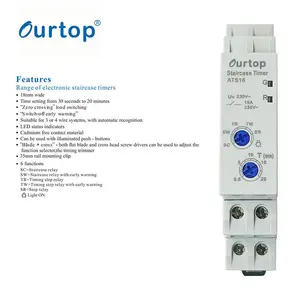ATS16 Electronic Staircase Timer Ourtop 16A Multi-function time setting from 30 seconds to 20 minutes