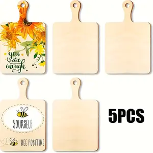 5-Pack Mini DIY Wooden Cutting Board with Handle Small Country Kitchen Decorative Chopping Board for Home Use
