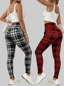 Women's High-Waisted Checkered Yoga Pants: Butt-Lifting and Tummy-Tucking, Stretchy Leggings, Perfect for Workouts and Everyday Wear, Yoga Pants, Women's Leggings, Summer Must-Have Yoga Bottom