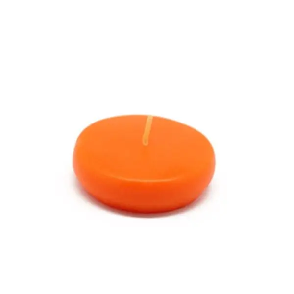 2.25 in Round Orange Unscented Handpoured Colored Wax Water Floating Candles - 24-Piece Box Pack, Household Home Decor Accents for Formal Rooms, Wedding Centerpieces, Colored Wax Candles