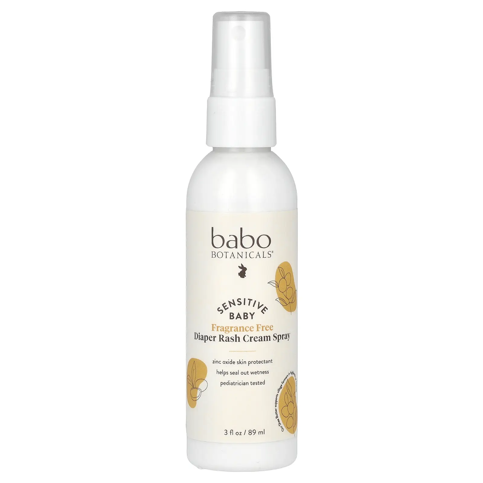Babo Botanicals Sensitive Baby, Diaper Rash Cream Spray, Fragrance Free, 3 fl oz (89 ml) | HSA/FSA Eligible