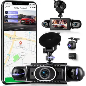 360? Dash Cam Front/Rear/Inside/Side 4- Dash Camera FHD +1080Px3  Dash Cam with WiFi, APP Control, 64GB SD Card Included, 8 IR Night Vision, G-Sensor, 24/7 Parking Mode