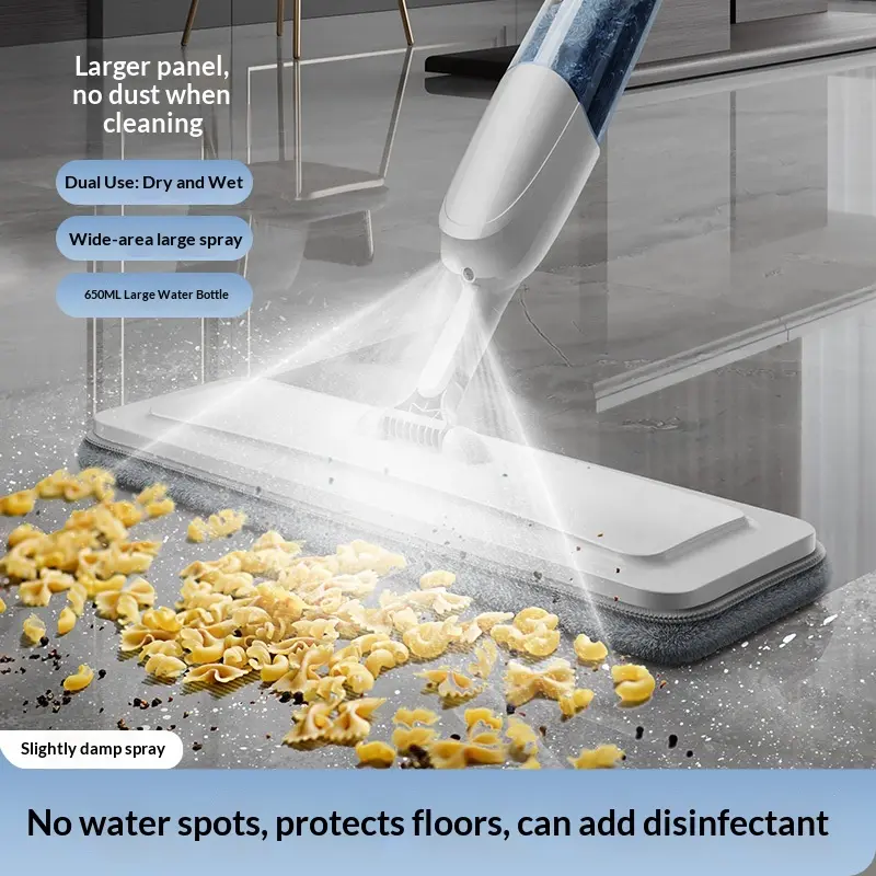 Spray Mop for Floor Cleaning, Dry & Wet Dual Use Microfiber Spray Mop with 650ML Refillable Water Tank, Wide Flat Mop for Hardwood Tile Laminate Floors Home Cleaning