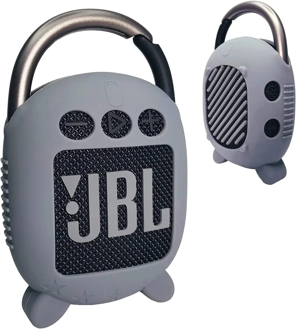 Silicone Cover Case for JBL Clip 4 Portable Bluetooth Speaker, Protective Carrying Case for JBL Clip 4 Portable Bluetooth Speaker Stand up Holder (Grey)
