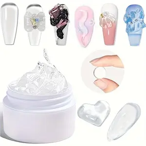 3D Nail Gel, Poly Nail Gel, 1 Piece Professional Clear Nail Sculpting Gel for Nail Art Molding, 5D Embossed Nail Art Gel, DIY Manicure Supplies