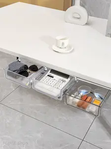 Includes shipping cost. Under-desk drawer storage box for office/dorm, stationery organizer, desk bottom storage rack, no drilling required, adhesive installation.