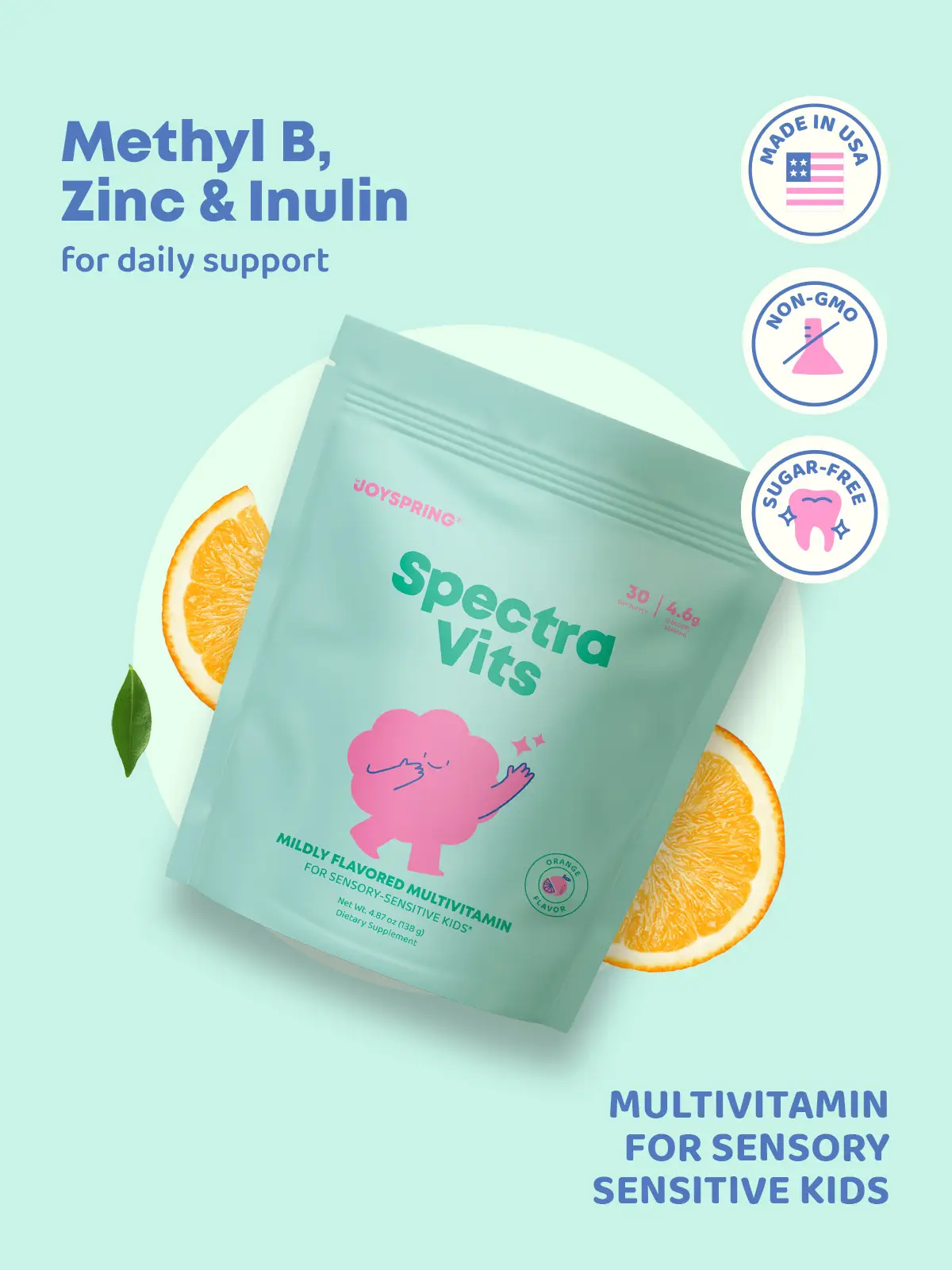 JoySpring Multivitamin Powder – 23 Vitamins & Minerals – Sugar-Free, Orange Flav...