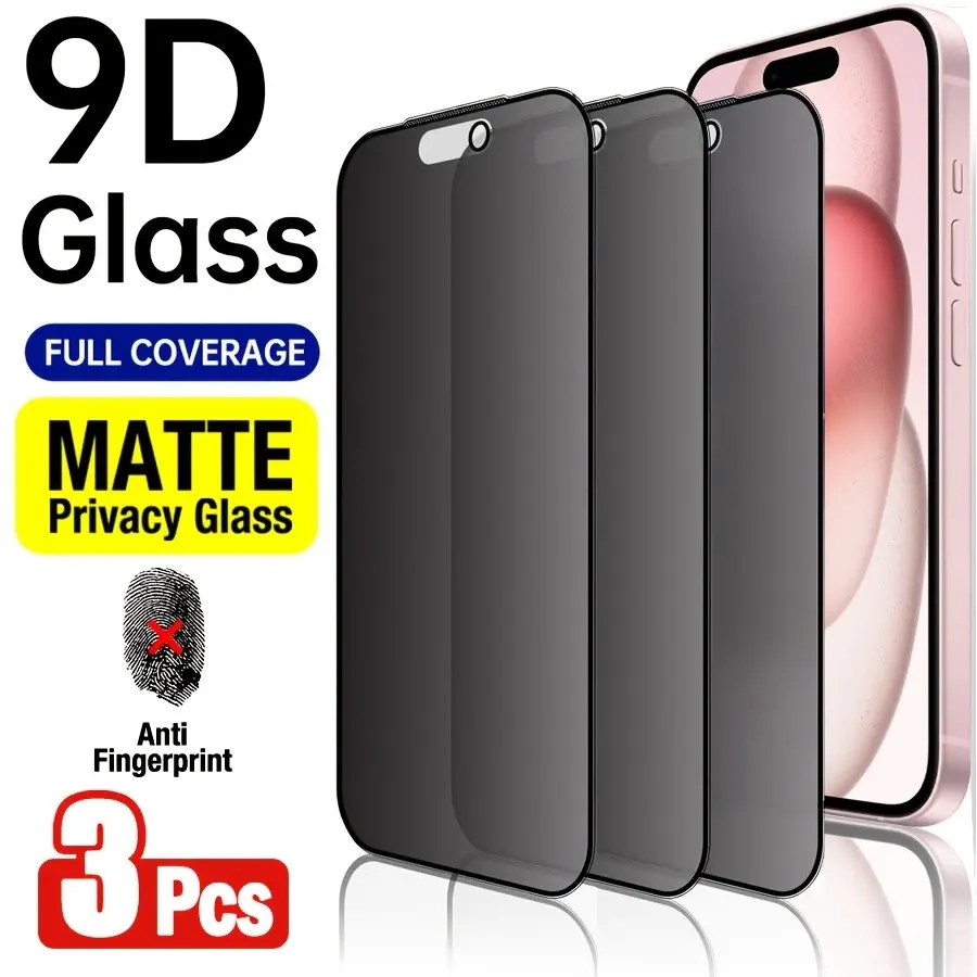 3pcs Matte Privacy Shield Protective Screen Protector for iPhone 17/16/15/14/13/12/11/Pro/Pro Max/Plus/Mini/17 Air/16e/XR/X/XS/XS MAX, Smartphone Accessories, Full Coverage,9H Hardness,Anti-Spy,Anti-Fingerprint,Anti-Glare,Easy to Install