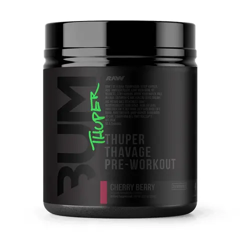 Raw Super Savage High-Stim Pre-Workout Dietary Powder - 20-Serving Raw Nutrition Stack, 400mg, 5g, 6g Gym & Nutrition Supplement, Peak O2 Mushrooms for Adult Fitness Enthusiasts, 24-Month Shelf Life, Single Item