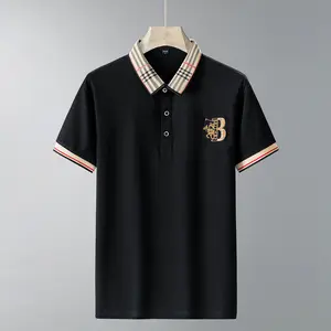 New Summer High-Quality Pure Cotton Men's Polo Shirt Solid Color Embroidered Lapel Top