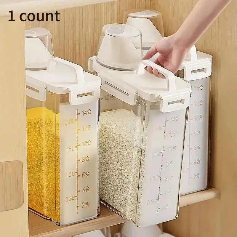 2.5l/84.5oz Leak-proof Rice Storage Container, 1 Count Insect-proof Portable Rice Dispenser, Food Storage Container for Kitchen