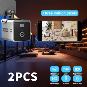2-Pack Indoor Wireless Security Camera, 3MP HD, Infrared Night Vision, Two-Way Audio, Supports SD Card & Cloud Storage, 2.4G WiFi, PIR Motion Detection, APP Control, Compact & Portable, Ideal Gift for Home, Kitchen, Bedroom & Office