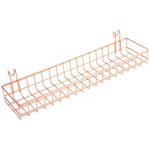 Rose Gold Grid Wall Basket Wire Wall Shelf for Grid Panel Easy Hanging Tray for Cute Things on Your Grid Wall Storage Display