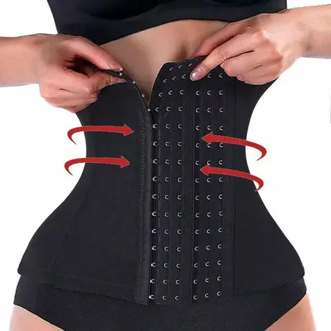 Women's Firm Compression Corset Shapewear - Hook-and-Eye Belly Binder Belt, Plus Size Beige Body Contouring Underwear with Flat Tummy Effect