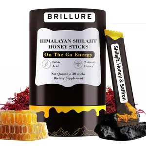 Pure Himalayan Shilajit Sticks with Organic Honey, Saffron | 85+ Trace Minerals, 75%+ Fulvic Acid | 30 Shilajit & Honey Sticks for Energy Boost, Stamina & Immune Support in Men and Women