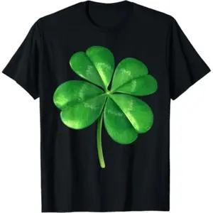 Lucky Four Leaf Clover T Shirt for St Patrick Day Mens Crewneck Comfortable Tee