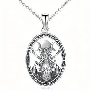 Hekate Pendant Necklace - Vintage Witch Oval Necklace with Goddess of Witches Design for Women & Men - Ancient Greek Mythology Amulet Jewelry（gift）