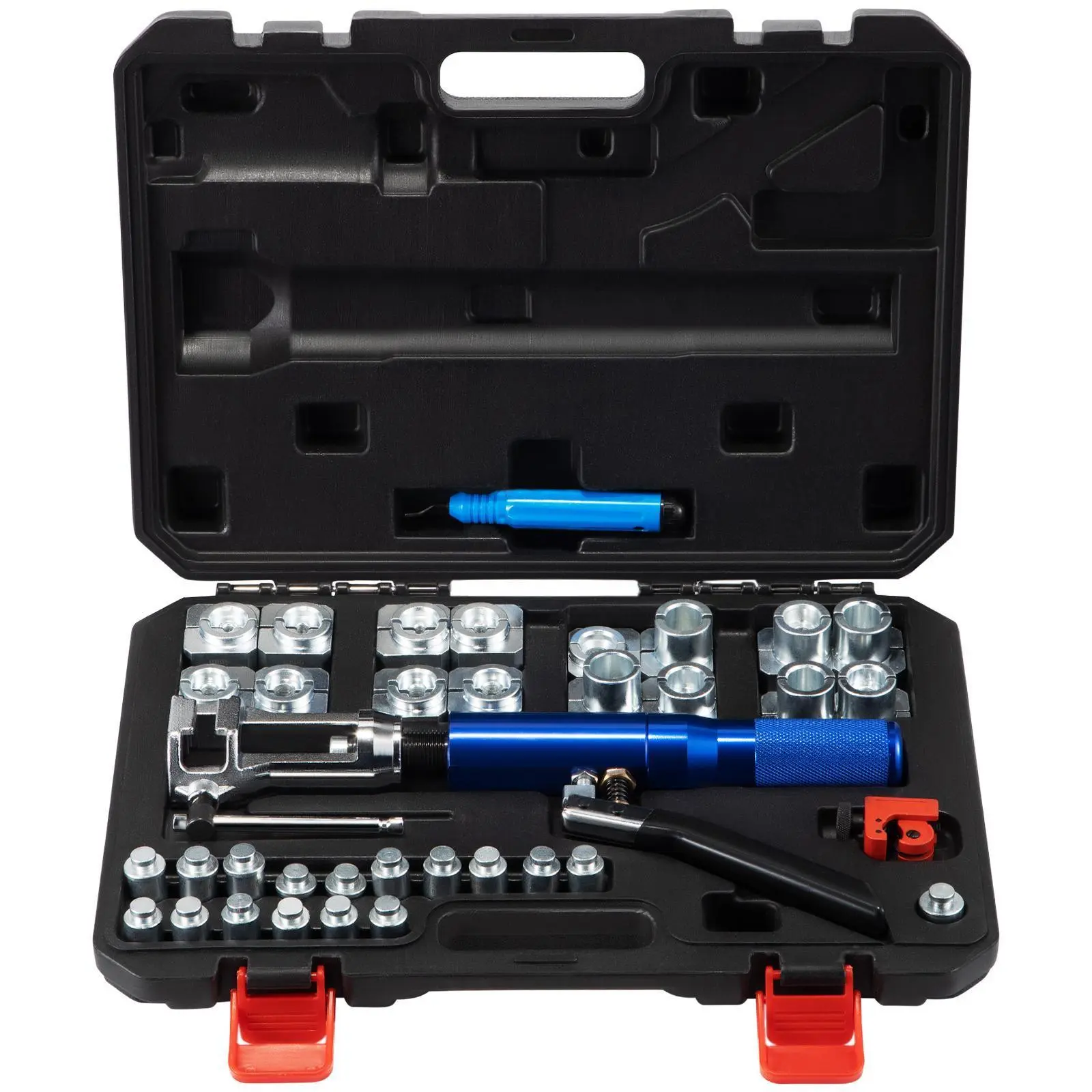 【Summerfinds】VEVOR Hydraulic Flaring Tool Kit,  , 45° Double Flaring Tool, Brake Repair Brake Flaring Tools for 3/16"-1/2", Brake Flare Tool with Tube Cutter and Deburrer, 32 PCS Tube Flaring Tools for Copper Lines