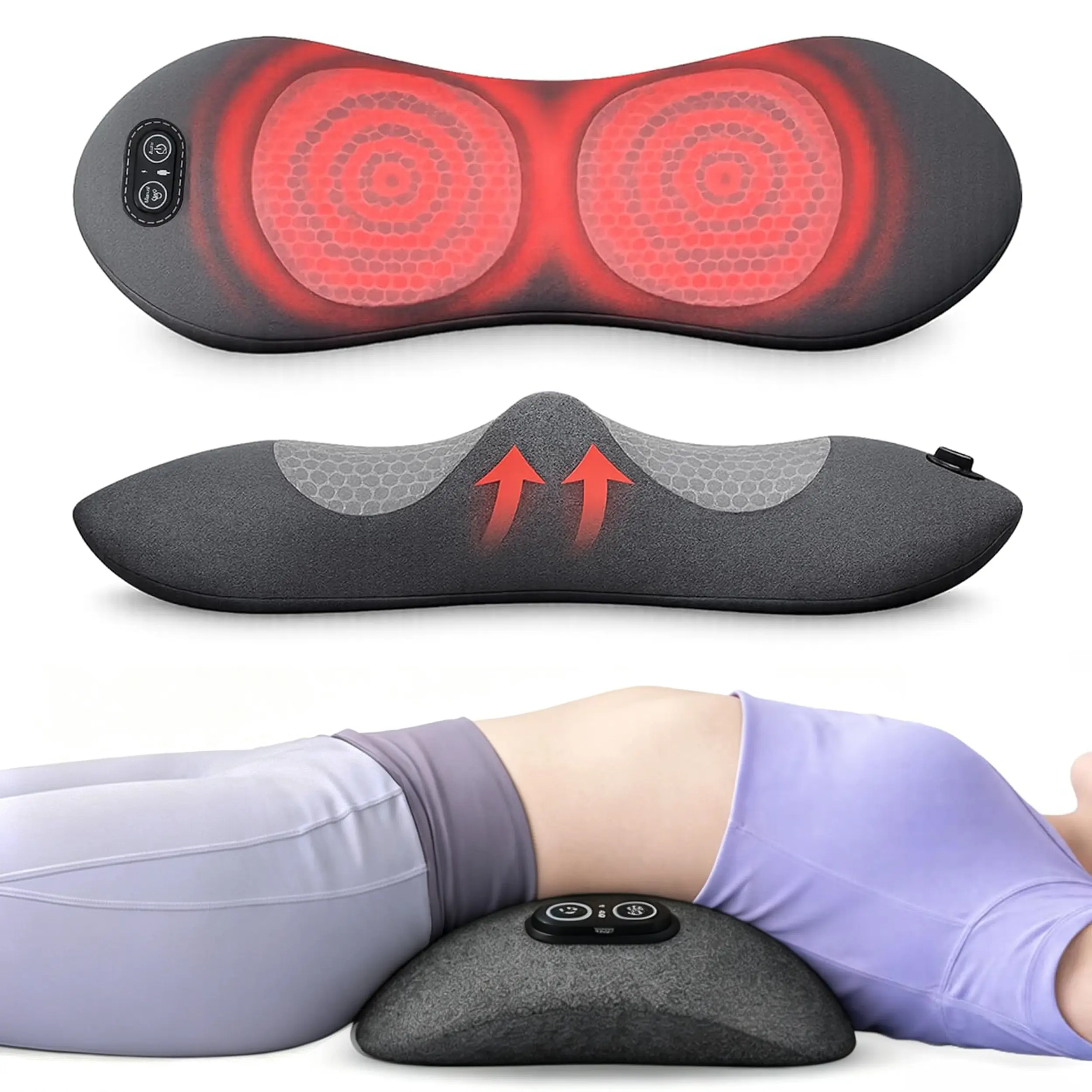 Triple Fusion Back Massager - with Stretching , Vibration and Heat 3-in-1 Back Massager - Design to Support Lower Back Comfort, Relaxation Device for Home Use (Triple Fusion Back Massager)