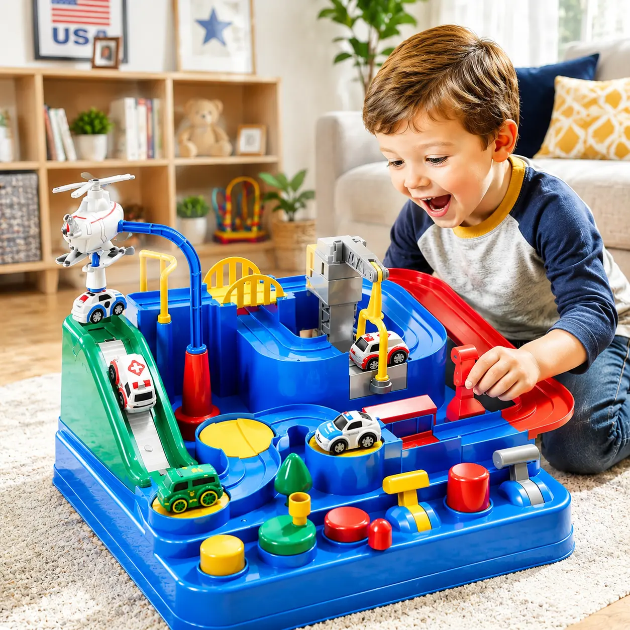Best Gift for Boys & Girls, Fastest Track, Trendy Play Toy,Kids Race Track Car Set – Viral TikTok Hot Toy 2026 Interactive Parking Garage Playset with Mini Cars, Ramps & Slides, Road Signs, DIY Assembly, Lights & Sounds