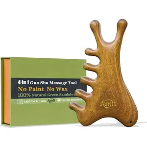 Wooden Gua Sha Facial Tool, Ergonomic Guasha Tool for Face Contour & Jawline Sculpting Massager – Natural Sandalwood Lymphatic Face Massage Tool for Puffiness & Stress Relief, Gift for Women