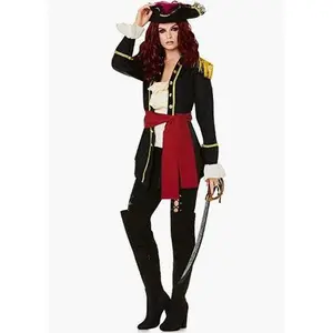 Bonny Pirate Captain Queen - Red/Black - Costume - Adult - 4 Sizes