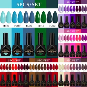 FourLily Gel Nail Polish Sets, Soak Off Gel, UV Light Gel, Uv Gel Manicure for Winter & Holiday Nail Art, 5Counts/Set, 10ml/bottle Dark Chocolate Brown Gel Polish, Forest Green Gel Polish, UV LED Lamp Curing, Gift for Women and Girls