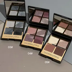 Gold Four Color Compact Multicolor Eyeshadow Palette, Low Saturation Matte Earthy Shades, Long-Lasting Pigmented Powder, Daily Wear Makeup