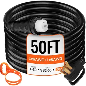 VEVOR 10 FT 50 Amp Generator Extension Cord STW 45446+ 45505 Generator Cord 125V 250V Generator Power Cord N14 - 50P SS2 - 50R CS6364 Twist Lock Connectors