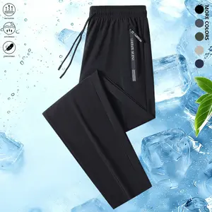 Men’s Ice Silk Jogging Pants — Breathable, highly elastic athletic long pants with zippered pockets, suitable for running, fitness, and outdoor activities | Running Gear | Casual Sportswear | High Elasticity