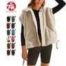 Tanming Womens Sherpa Fleece Vest Stand Collar Zip Snap Button Sleeveless Jacket Layering Outerwear with Pockets Casual Fall Winter Work School Vacation Outfits Clothing