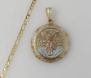 Plated Tri-Color Mexican Centenario 3mm Figaro Chain Necklace