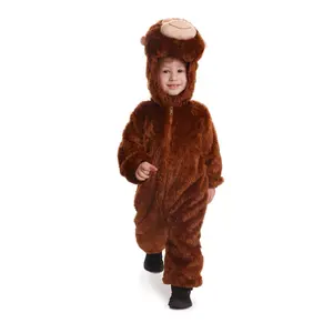 Monkey Costume Dress For Kids & Toddlers | Brown Jumpsuit with Hood, Tail & Ears – Cute & Funny Costume for Halloween, Parties & Cosplay