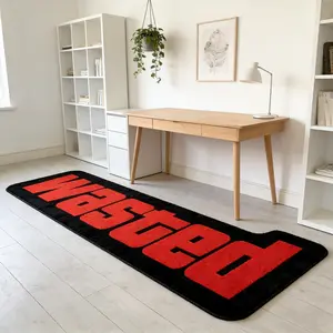 Modern Luxury Letter Print Carpet, Foldable Plush Home Decorative Rug for Living Room Bedroom Corridor, Easy Care Large Area Mat