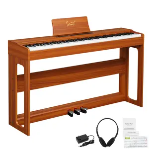 GDP-104 88-Key Full Weighted Multifunction Electronic Piano Arranger Keyboard, Black Walnut, with Furniture Stand, Power Adapter, Triple Pedals, Headphone, for Music Learning, All Experience Levels