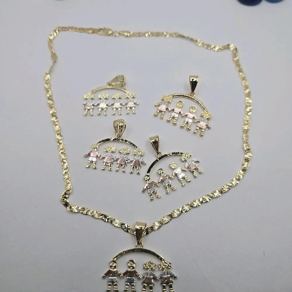 Kids three colors gold-plated with necklace 18-inch or 24-inch. AVIABLE on Diferents options