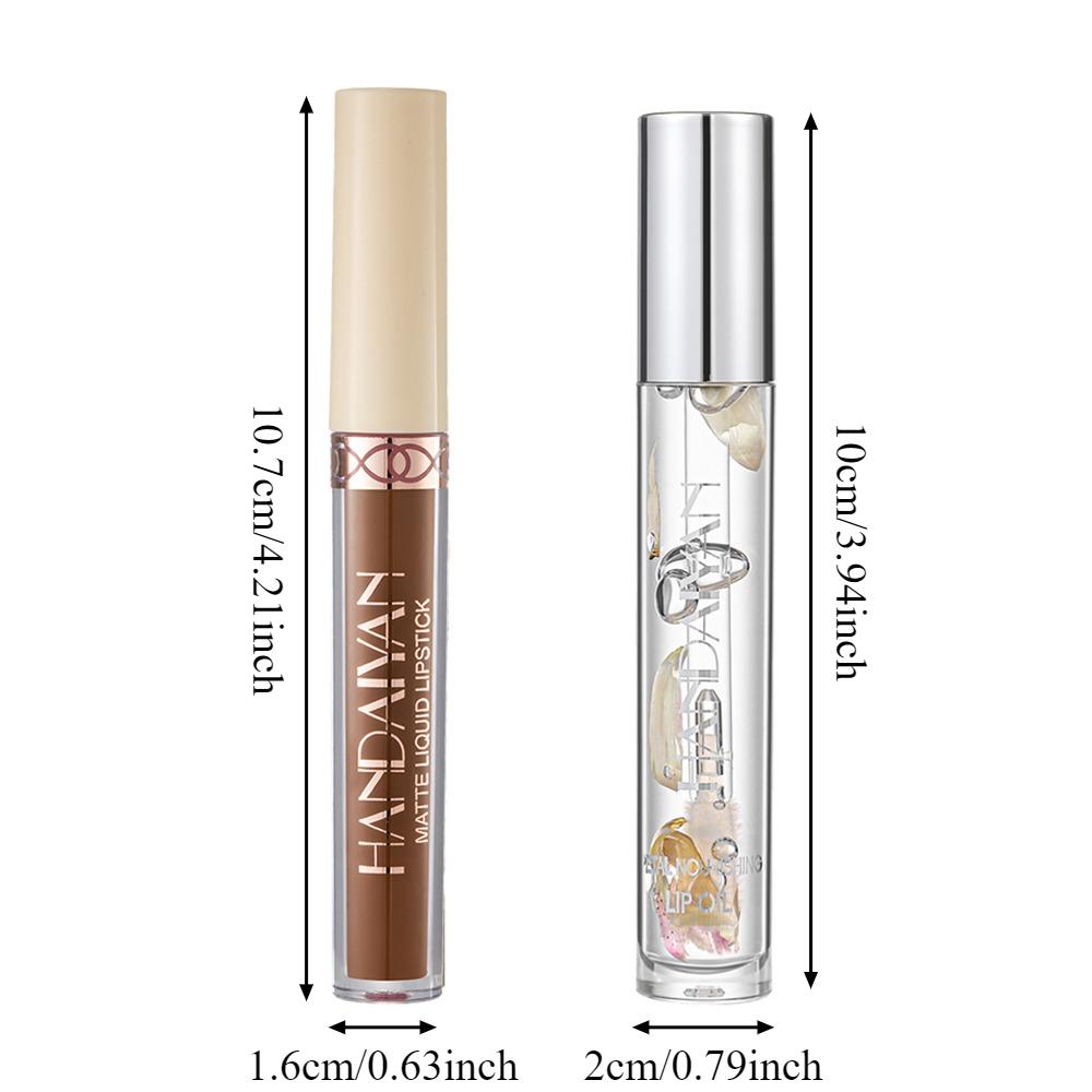 3pcs Matte Lip Gloss & Lip Oil Set - Waterproof Long-Lasting, Non-Stick Velvet Finish, Mixed Shades (Hydrating Matte Lip Liner and Gloss Combo) for Party, Party Festival Christmas Halloween Daily Makeup & Daily Wear, Lip Combo, Assorted Shades Lipstick &