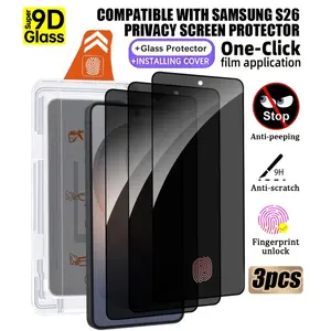 3-Pack Dust-Proof Quick Install Privacy Tempered Glass Film for Samsung Galaxy S26/s25/s24/s23/s22/s21, Fingerprint Unlock, Ultra-Thin, Full Coverage Scratch Protection