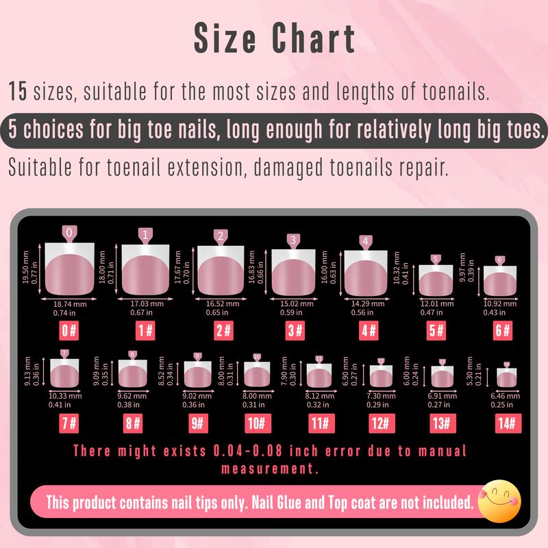 MUTIOVO French Tip Toe Nail Tips Press on Sharp Square Pre-Designed Soft Gel False Toenail Extension BERRY PINK Pre-applied Tip Primer Base Coat Full Cover Acrylic for DIY x 15 Sizes 240 pcs NO GLUE TOP COAT AND LAMP INCLUDED - Outdoorfun