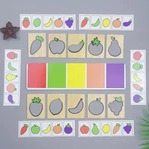 Montessori Wooden Fruit Vegetable Sorting Puzzle Toy, Early Education Cognitive Matching Game, Educational Intelligence Development, Shape Recognition Puzzles