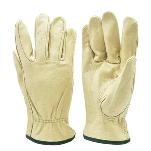 G & F Products Full Grain Pigskin Leather Work Gloves, Drivers Gloves, Premium Washable Leather