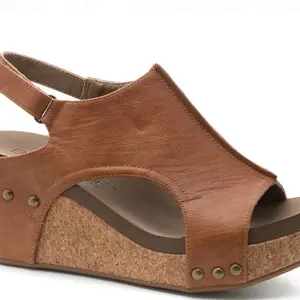 Corkys Carley Cognac Smooth wedge sz 12