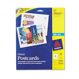 AVERY Inkjet-Compatible Glossy Photo-Quality Greeting Cards Bulk, 4.25x5.5 in, 4 per Sheet, 100-Pack, Heavyweight Card Stock, Gloss Coating for Brilliant Graphics
