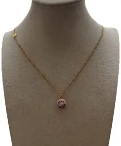 Juicy Couture Pink Enameled Rhinestone Cupcake Pendant & Necklace 18” Gold Tone